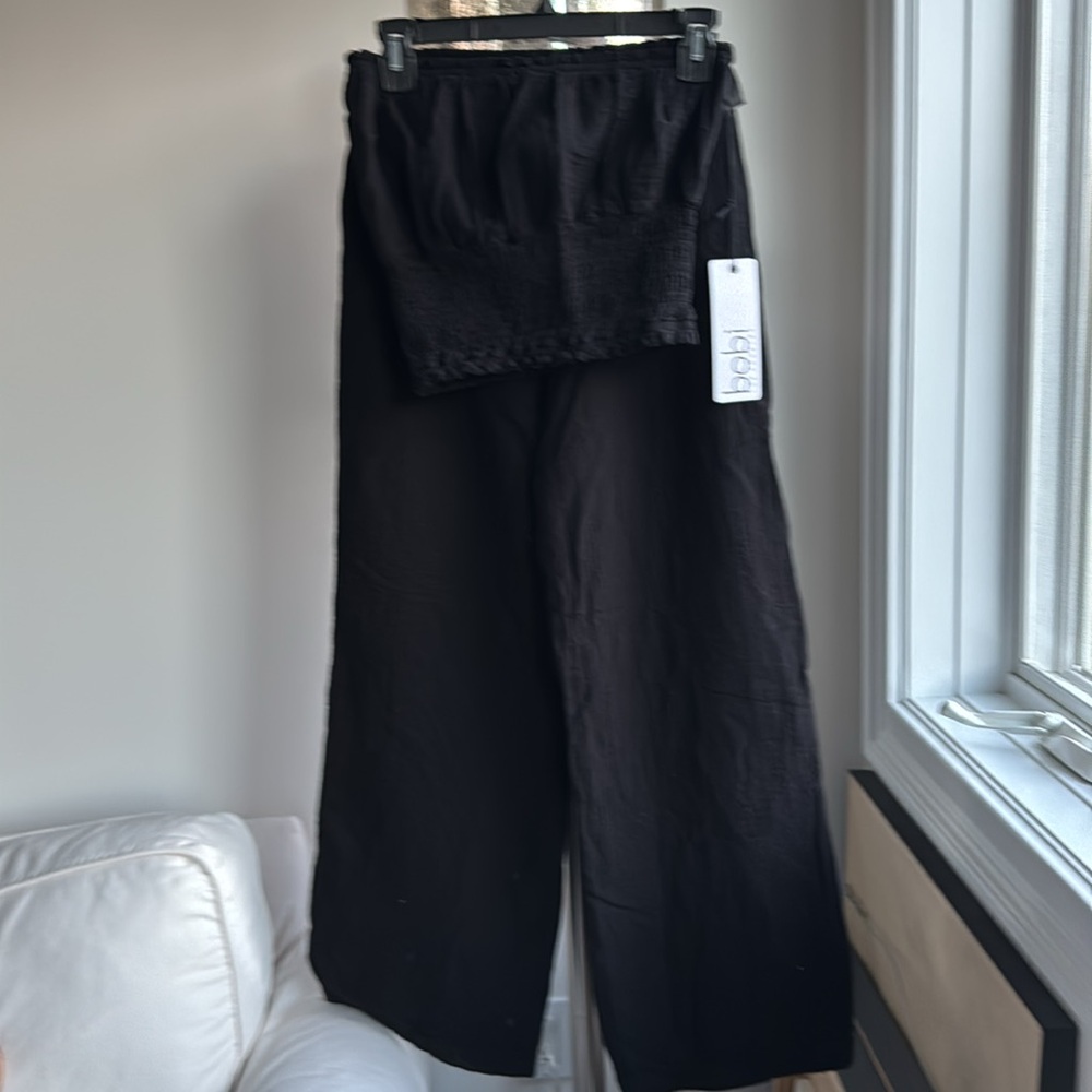 bobi Black set Relaxed Fit pants and tube top BNWT